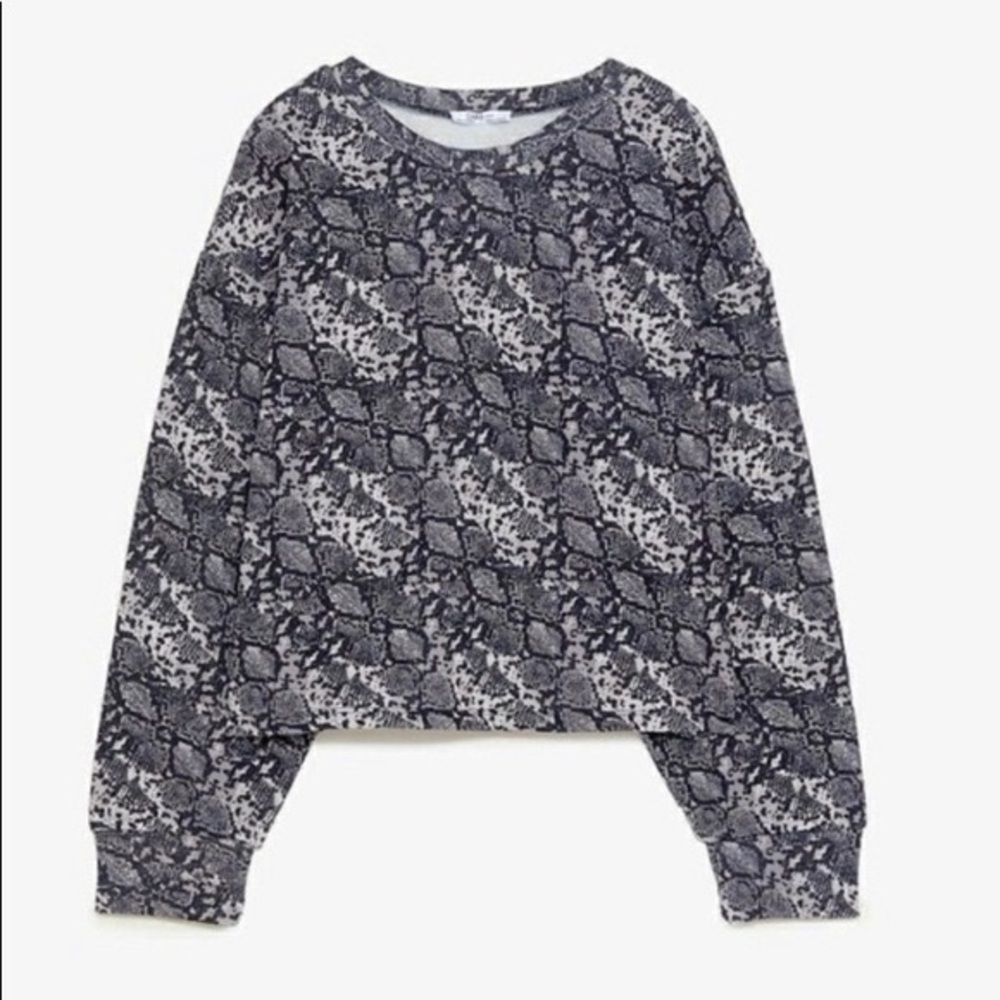 Zara Snake Print Cropped Sweatshirt